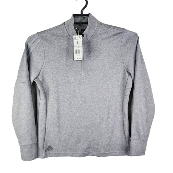 Mens Gray Adidas Pullover Sweatshirt Long Sleeve 1/2 Zip Mock Neck Size L - Picture 1 of 14
